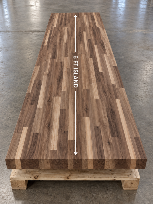 Acacia Island Butcher Block Countertop 6 ft. L x 39 in. W x 1-1/2 in. Thick (30 pcs in Pallet)