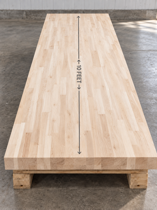 Hevea Wood Butcher Block Countertop 10 ft. L x 25 in. W x 1-1/2 in. Thick (30 pcs in Pallet)
