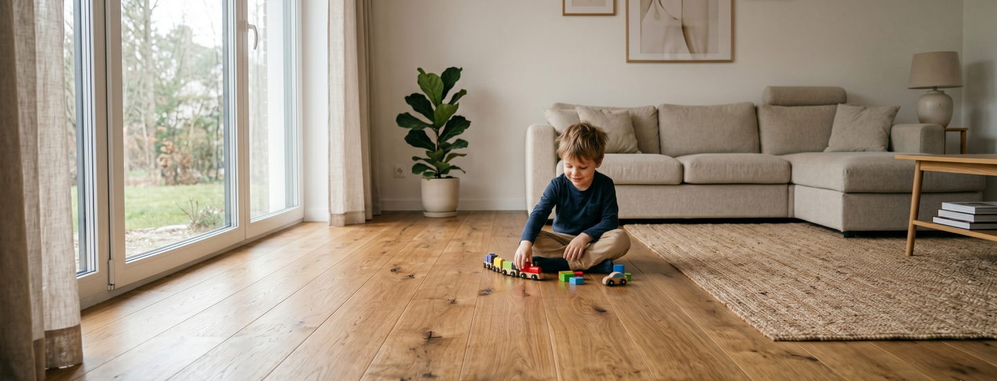 Beige Solid Hardwood Flooring