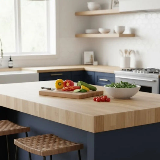 Acacia Softwood Island Butcher Block Countertop 8 ft. L x 39 in. W x 1-1/2 in. Thick