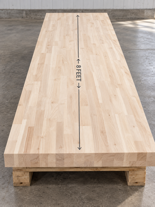 Hevea Wood Butcher Block Countertop 8 ft. L x 25 in. W x 1-1/2 in. Thick (30 pcs in Pallet)