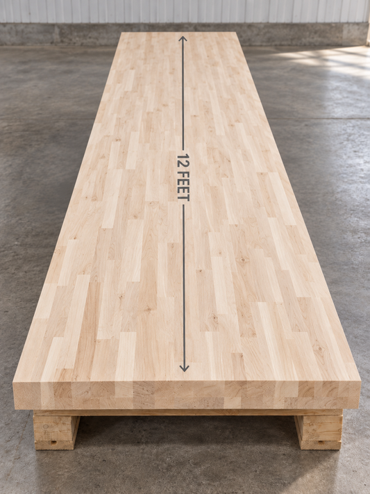 Hevea Wood Butcher Block Countertop 12 ft. L x 25 in. W x 1-1/2 in. Thick (30 pcs in Pallet)