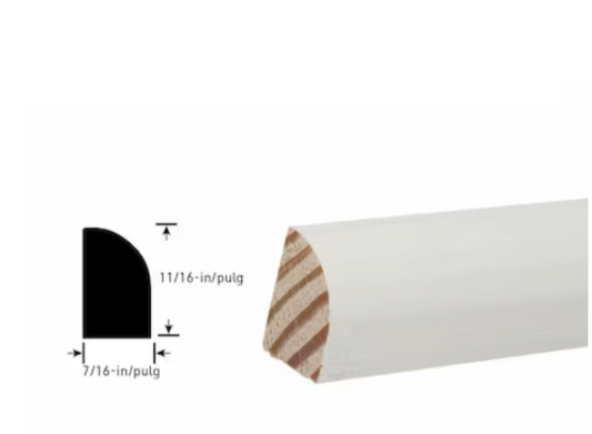 12 Ft Primed White Pine Shoe Molding – 7/16" x 11/16"