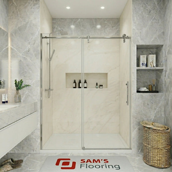 Single Sliding Frameless Shower Door with Square Guide Rail - SS05