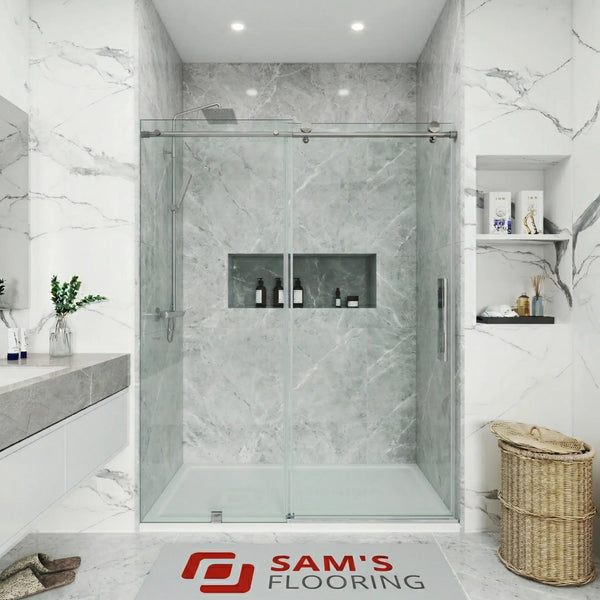 Soft-Closing Single Sliding Frameless Shower Door Round Guide Rail - SS14